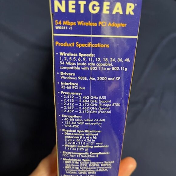 New Netgear 54 Mbps Wireless PCI Adapter WG 311 v3 Sealed Box - Picture 9 of 10